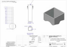 Drilled Hole Detail Fascia Mount Intermediate Post for 36in Railing
